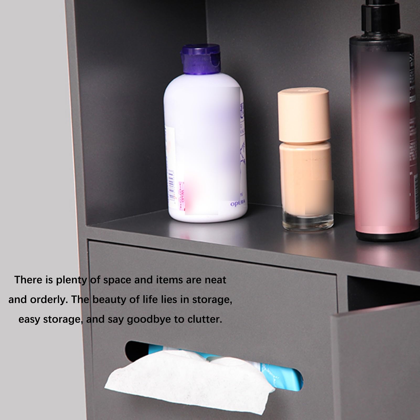 Doccia in acciaio inox 304, impermeabile, da incasso, mensole da bagno per carta igienica, bidone della spazzatura, shampoo e articoli da toeletta, colore nero, 86 x 40 x 14 cm, ideale per cucina di