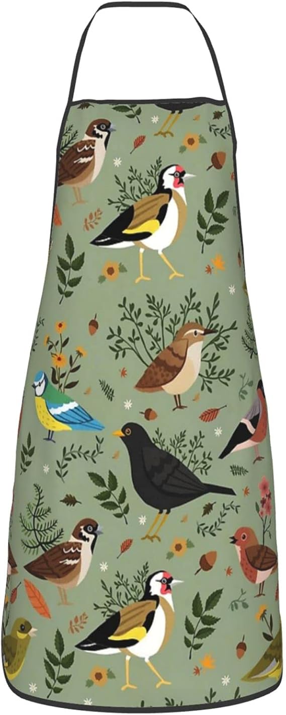 Apron Garden Birds Aprons for Man Women, Durable Adjustable Bib Aprons