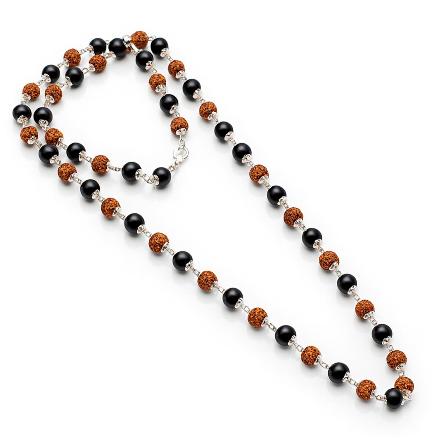 AVORA Divya Raksha Rudraksha & Karungali Mala | Original 108 Beads Spiritual Protection Mala | Natural Rudraksha & Certified Karungali Wood for Japam, Meditation & Positivity | Unisex Devotional Gift