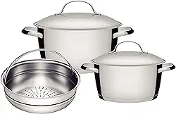 Jogo de Panelas Tramontina Allegra em Aço Inox com Fundo Triplo 3 Peças