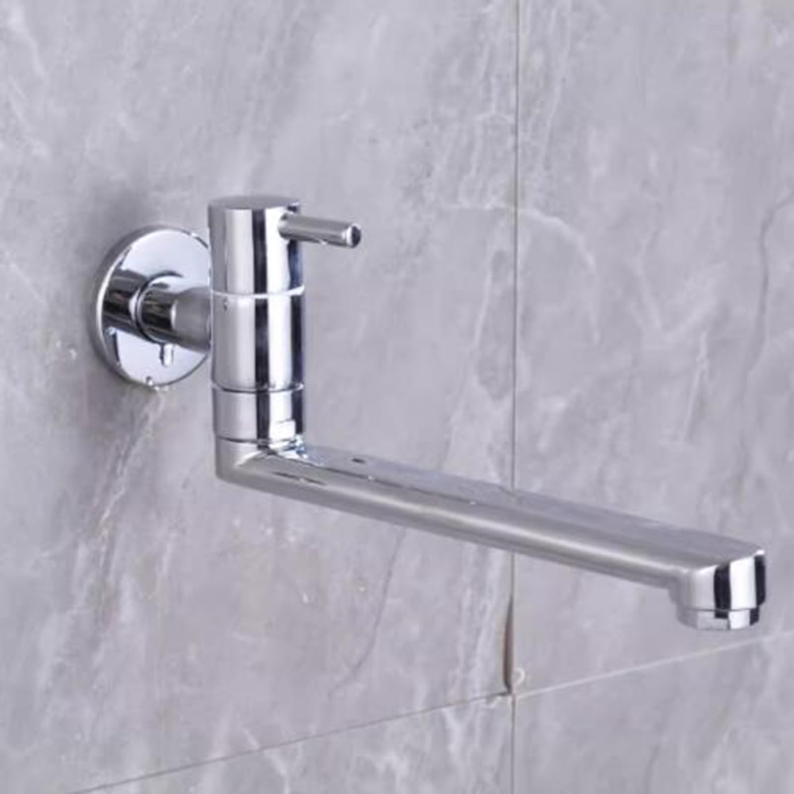 Grifo Cocina Pared Solo Agua Fria Cromo Grifo Giratorio Latón Grifos Fregadero Cocina-35Cm