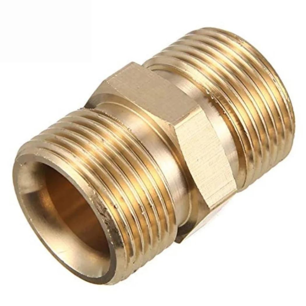 JPT Heavy Duty M22-15mm Metric Male Thread Fitting | Solid Brass Build | Withstand 5000 PSI Pressure | Pressure Washer Hose Extension Coupler