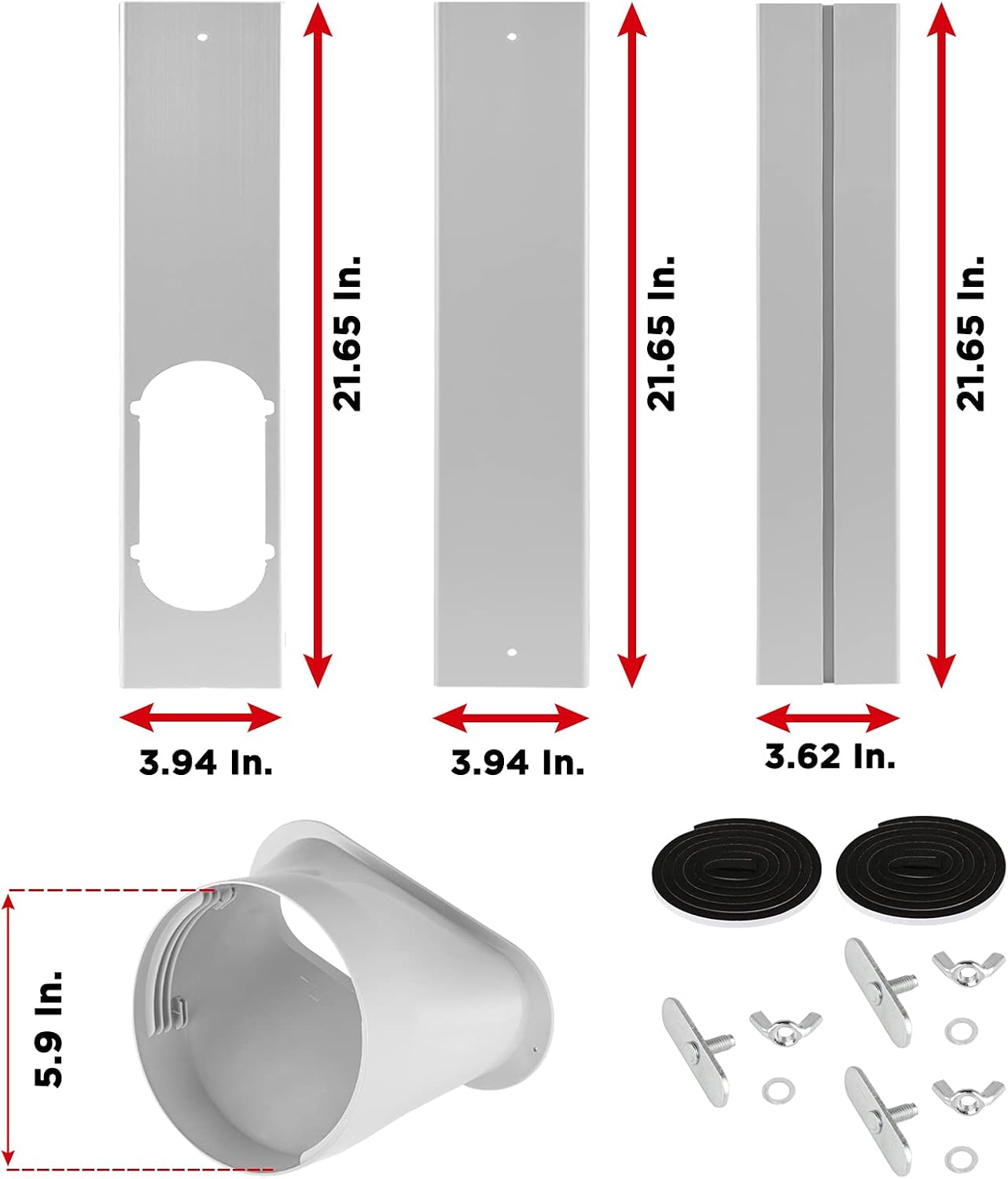 TURBRO Portable Air Conditioner Window Vent Kit, Window Slide Kit Plate for Portable Air Conditioner, Adjustable Length Portable AC Vent Kit for Exhaust Hose of 6 Inch