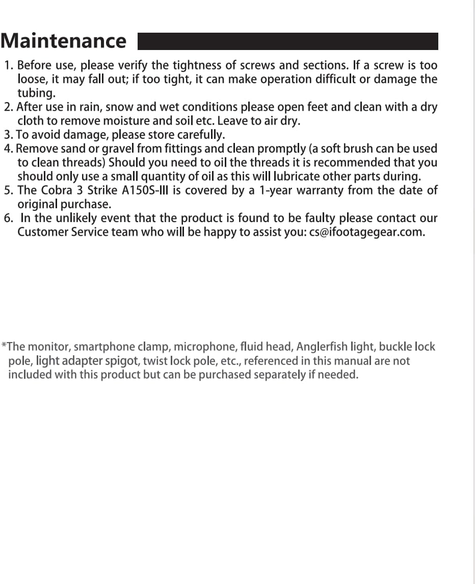 IFOOTAGE Cobra 3 A150S Strike Monopod, Pedal Locking Control, One-Step Rapid Height Adjustment, Professional Photography Monopod for SLR Cameras and Camcorders (59")