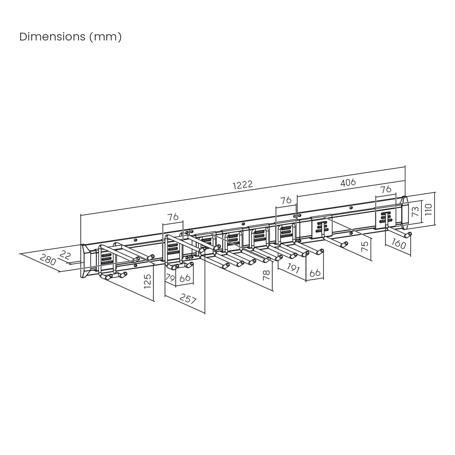 Maclean MC-179 Soporte de pared para herramientas de jardín y organizador de garaje Sistema de almacenamiento de acero 228 kg con ganchos ajustables para palas escobas mangueras y cables