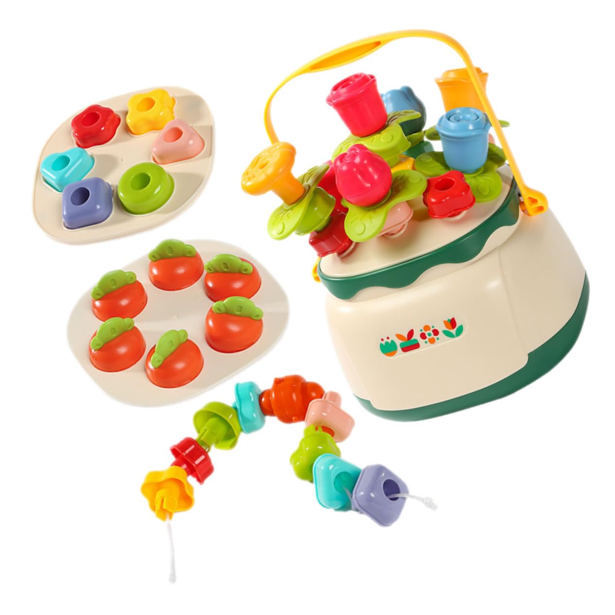 Gatuida Juguetes de Rompecabezas Cuentas de Cesta de Flores Juguete Educativo para Preescolar Motricidad Fina Sensorial para Pequeños