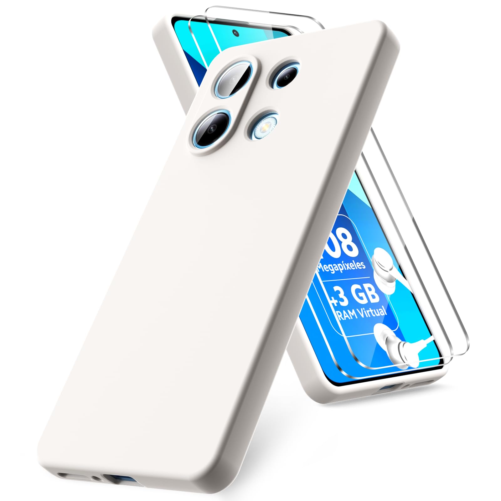 Vansdon Cover Compatible with Xiaomi Redmi Note 13 4G, 2 Protective Films in Tempered Glass