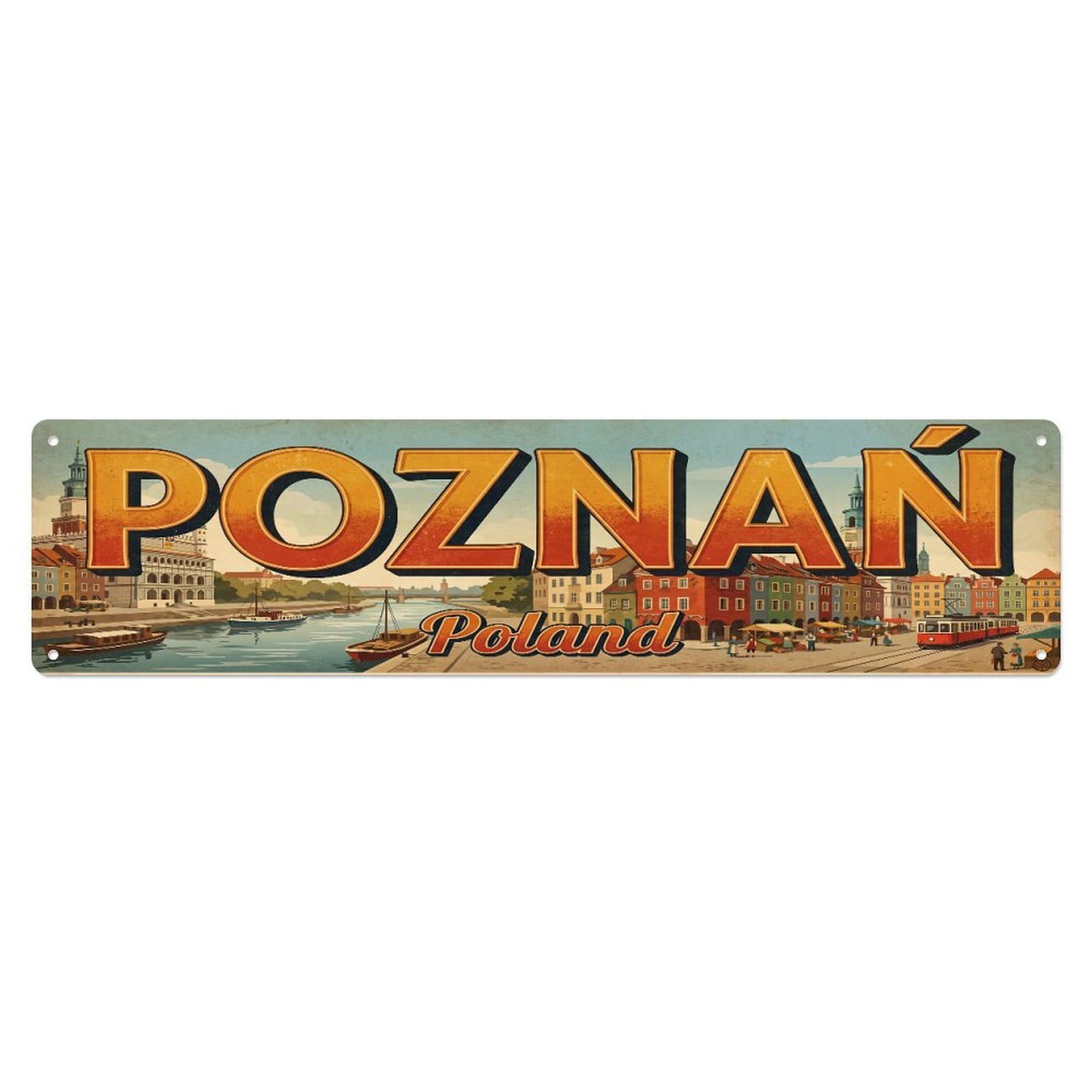 Tgrcjimh Style Metal Tin Sign Retro Travel Poland Poznan