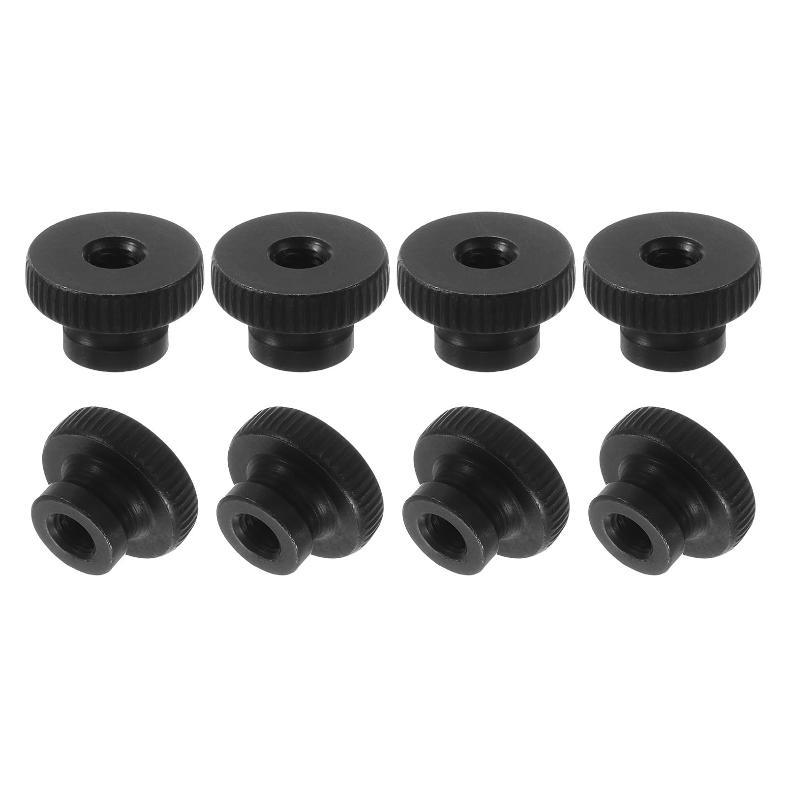 uxcell Knurled Thumb Nuts, 12Pcs M6 Carbon Steel Nut High Head Through Hole for 3D Printer Part, Black