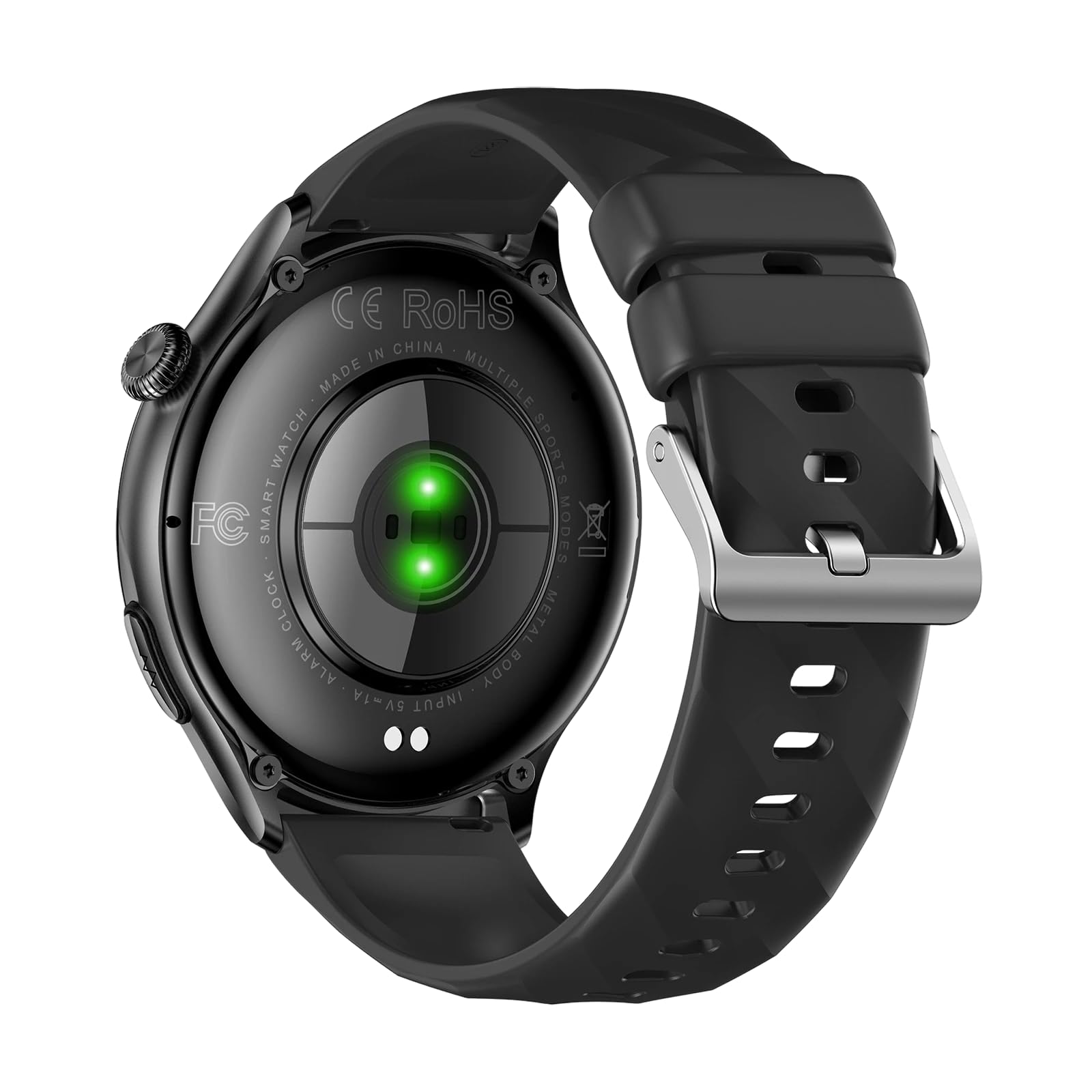 Knauermann PRO 4 EKG zegarek zdrowotny z funkcją telefonu – smartwatch w kolorze czarnym – puls, ciśnienie krwi, HRV, analiza snu – dla kobiet i mężczyzn – silikonowy pasek czarny