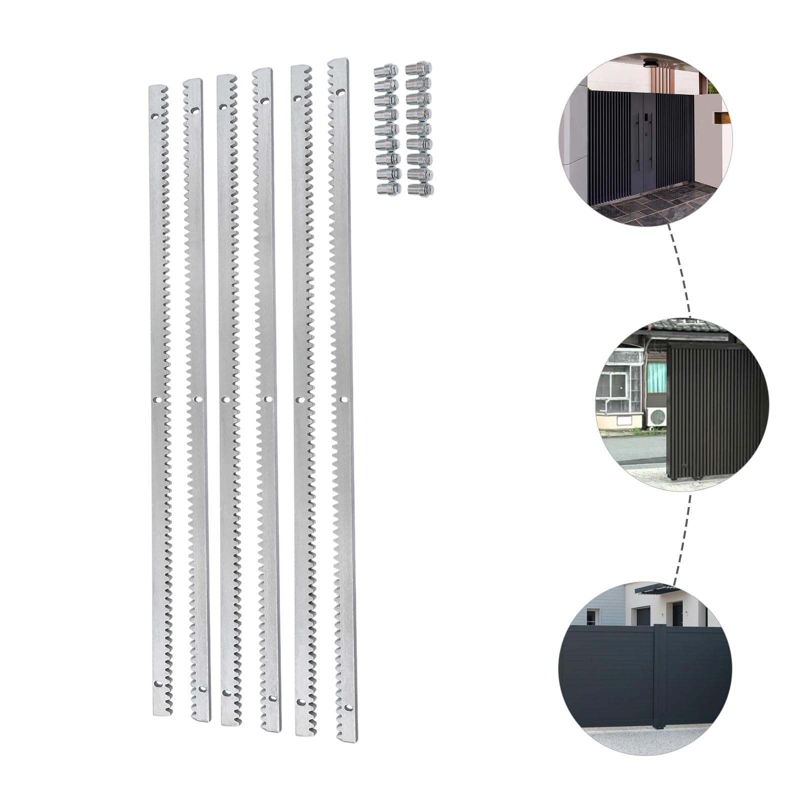 6 x 1 m cremallera para accionamiento de puerta corredera | riel dentado de acero galvanizado (12 mm de grosor) | compatible con abridores de puerta | para puertas correderas pesadas de hasta