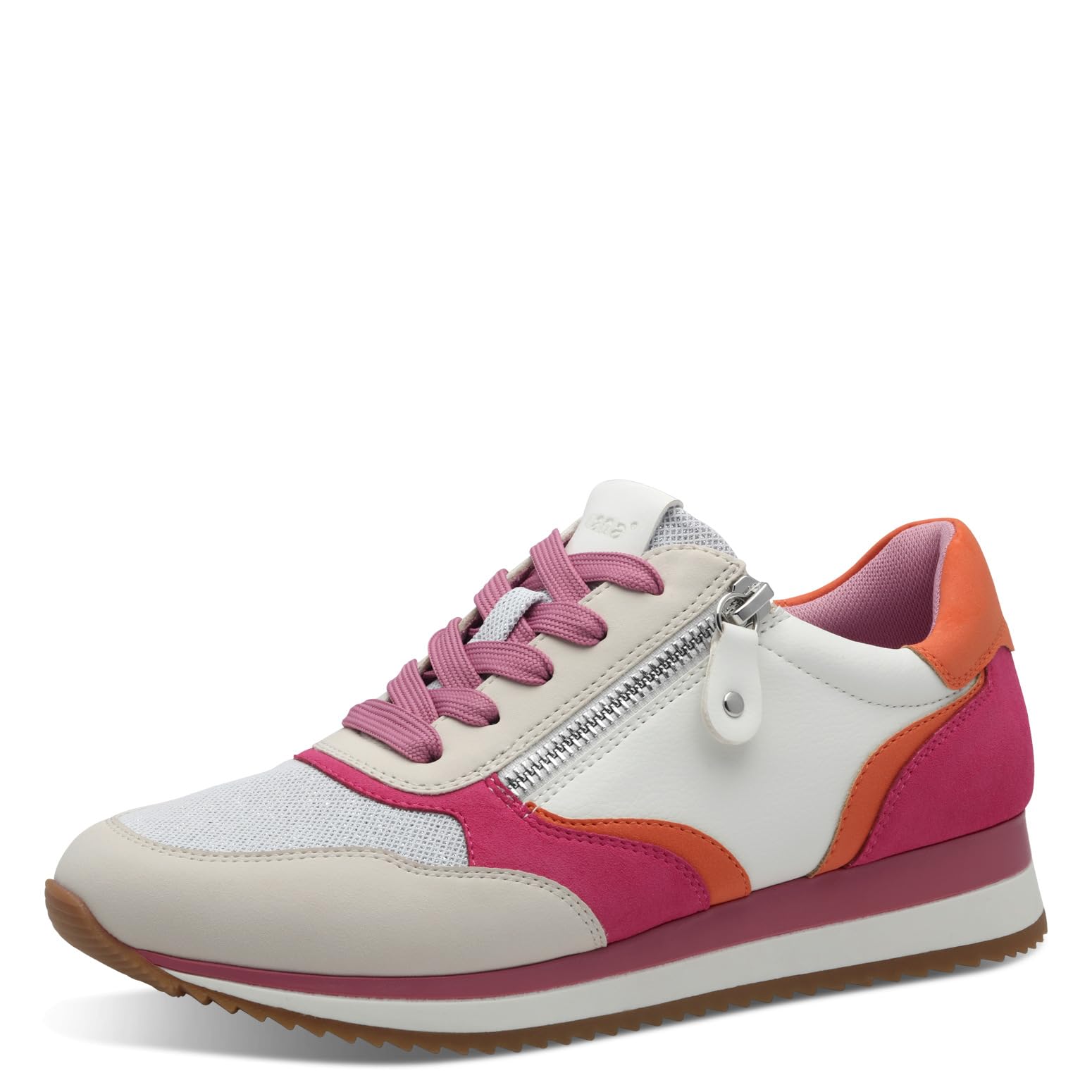 Jana Women’s Flat Sneakers with Zip Vegan, Orange/Fuxia, 3,5 UK