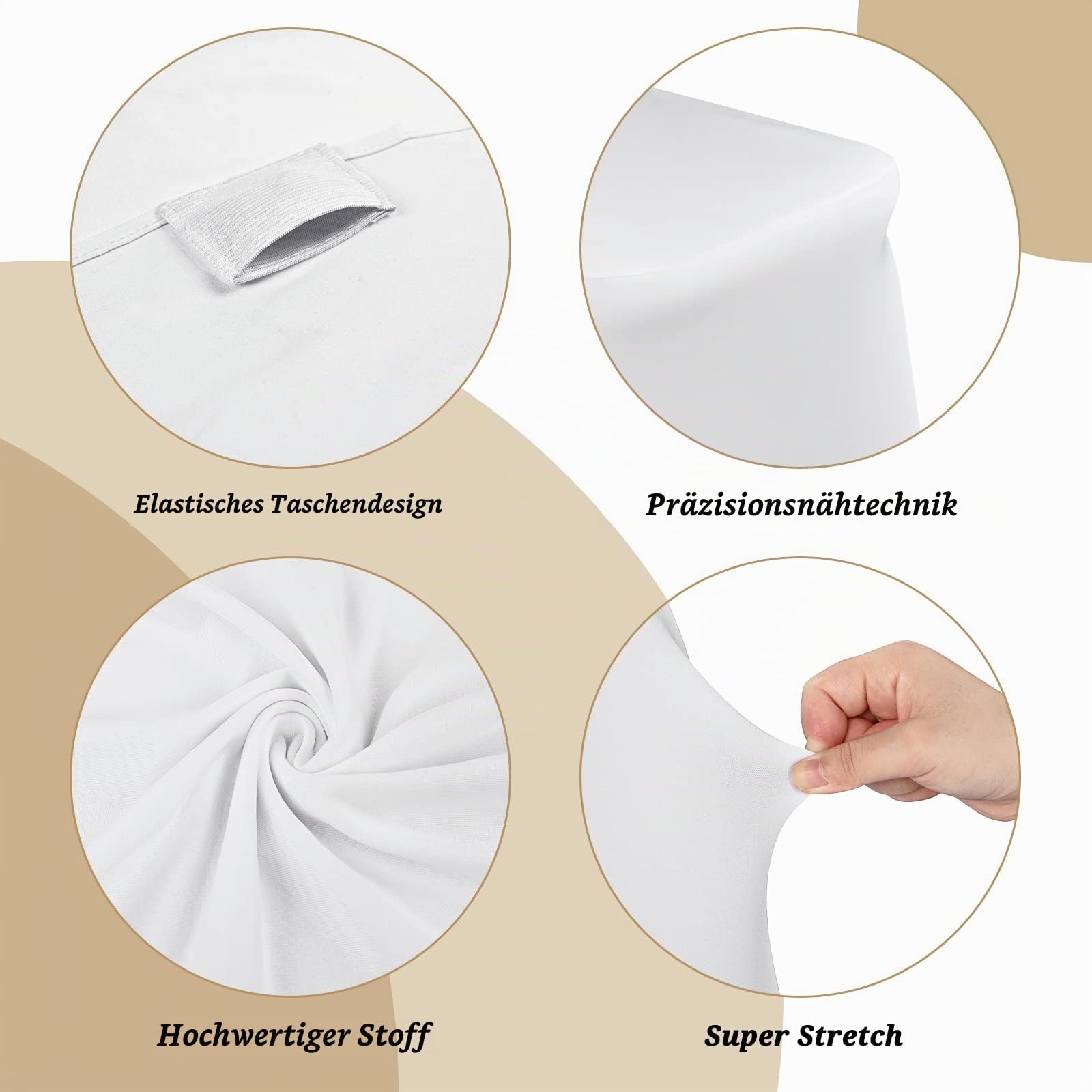 Pesonlook 20 Stück weiße Stuhlhussen für Esszimmerstühle, Spandex-Stuhlhussen für Wohnzimmer, universeller Esszimmerstuhl-Schonbezug für Hochzeit, Bankett und Party