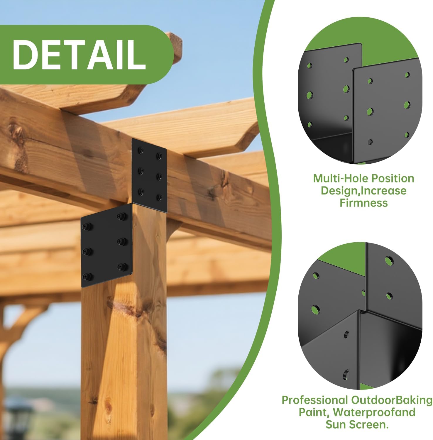 4 Pack 4x4 Heavy-Duty Post Caps Tie Bracket(Actual 3.5"x3.5"), High-Carbon Steel Wood Beam Support, Beam-Hanging Fixtures,Steel Post Anchor Connector, for Gazebo, Deck & Porch Post to Beam(Black)