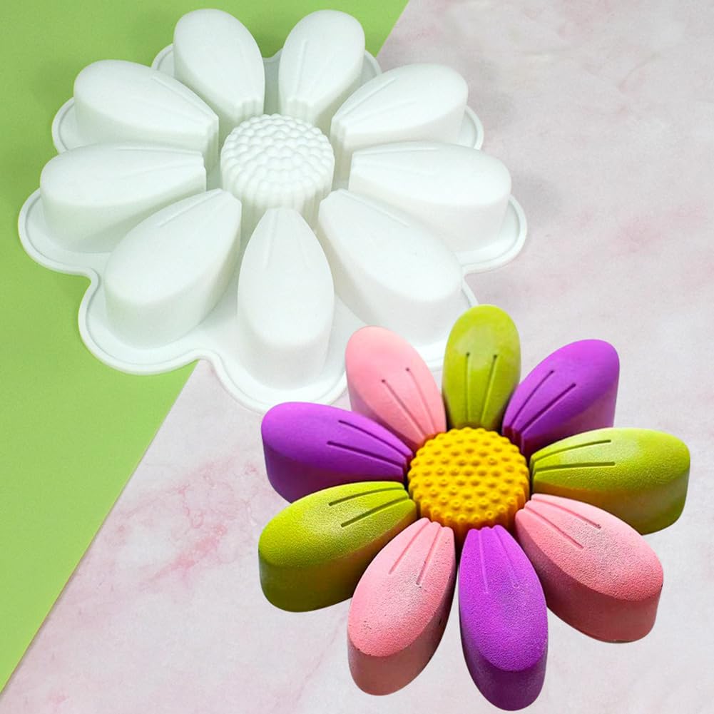 Moldes de silicona con diseño de girasol, flores, molde de silicona 3D, molde para tartas, mousse margaritas, moldes para gelatina, postre, jabón, cumpleaños