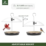 Kingsyard Adjustable Platform Wild Bird Feeder for Fruit, Seed or Mealworms, Dome Top Seed and Bluebird Feeder, Black