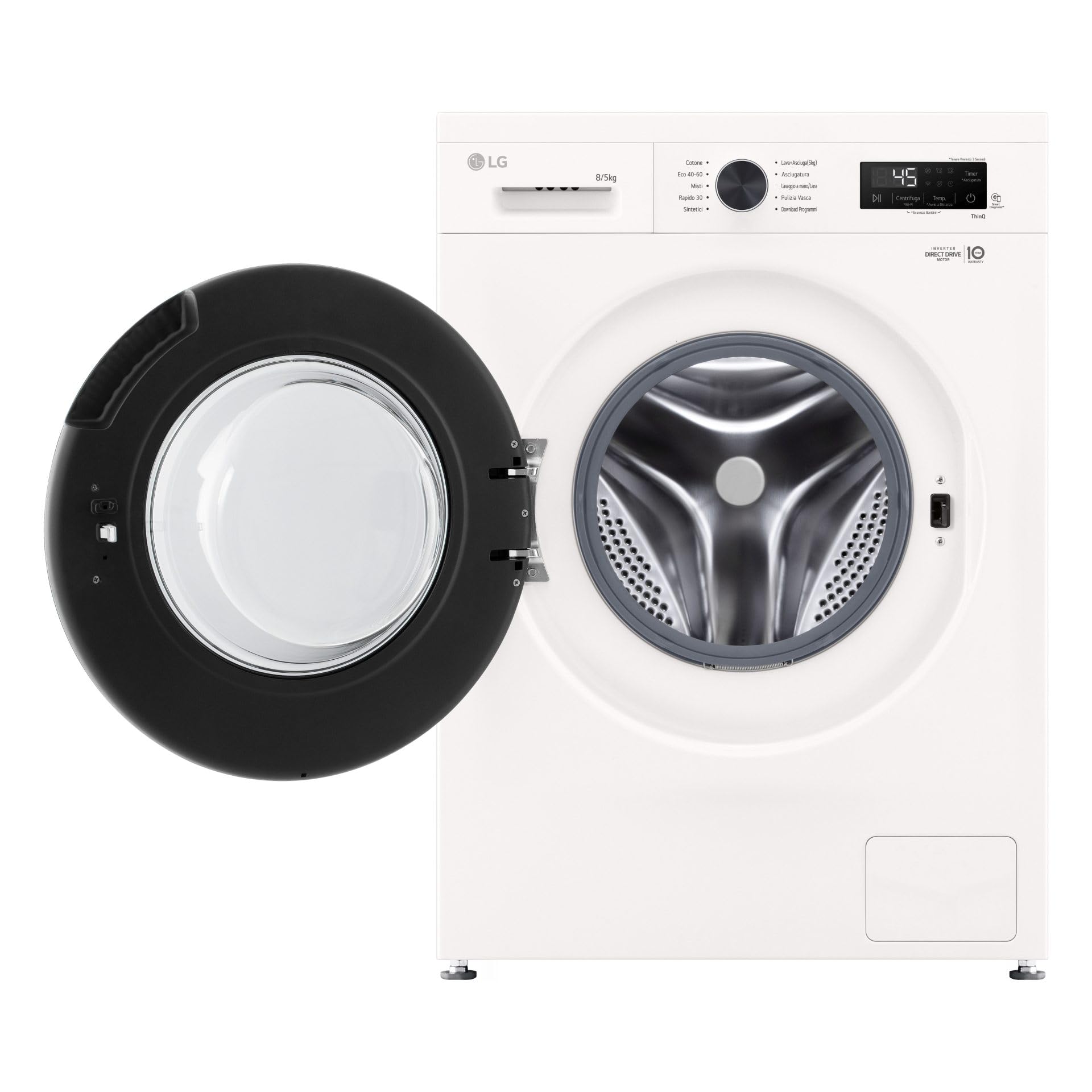 LG W4NX1085NWB - Lavadora y secadora 8/5 kg Serie X1, lavadora y secadora Insieme Clase A/E, 1400 rpm, Wi-Fi, parte superior extraíble, vapor Allergy Care, tecnología 6 Motion Direct Drive, blanca