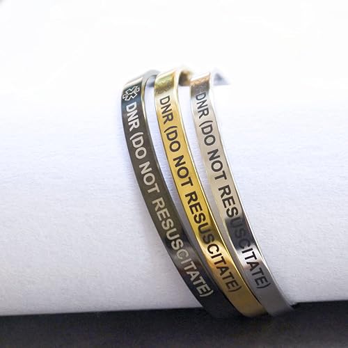 Miniatura 7 de RENYILIN 3 pulseras de acero inoxidable para identificación de alerta médica de emergencia, primeros auxilios