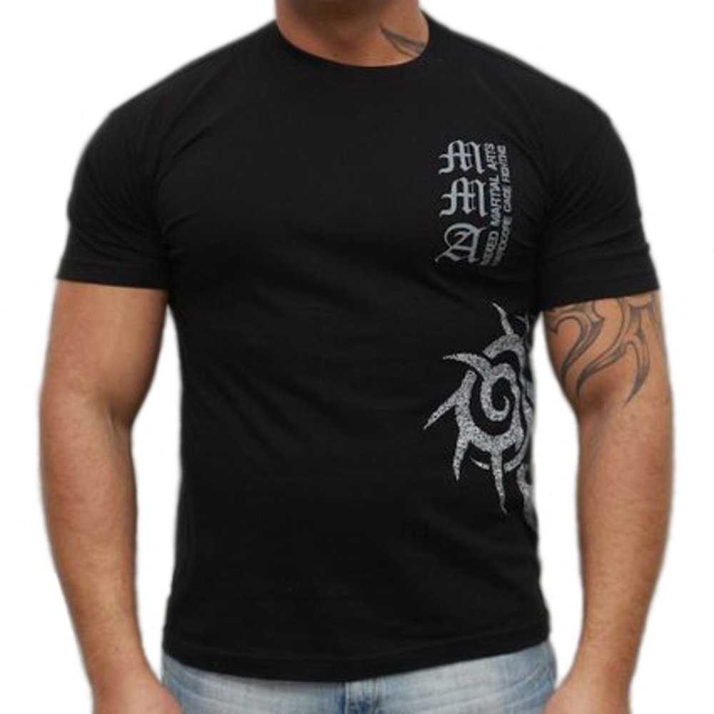 Dirty Ray Men's Black Martial Arts Mma Tribal Team Short Sleeve T-Shirt K24 (M)