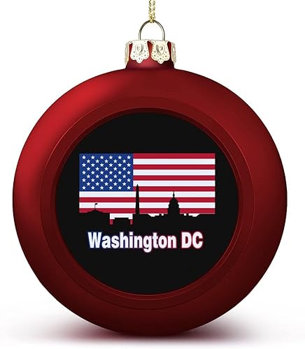 Bolas de Navidad con la bandera estadounidense de Washington DC, inastillables, colgantes para árbol de Navidad, decoración para el hogar, fiestas