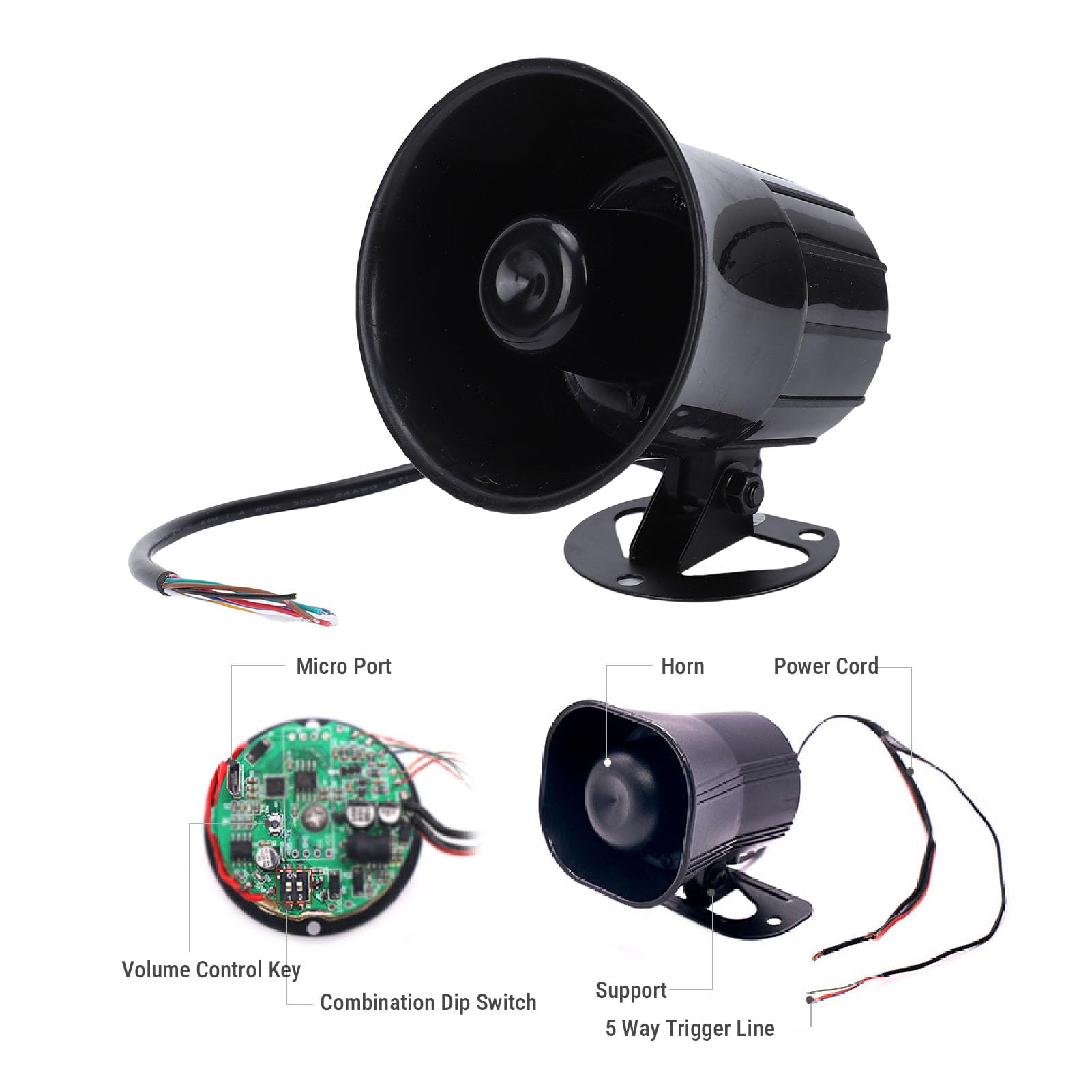 Altoparlante Megafono a Sirena per Carrello Elevatore Versatile con Riproduzione MP3 per Applicazioni Marine e di Emergenza ABS 1 unità