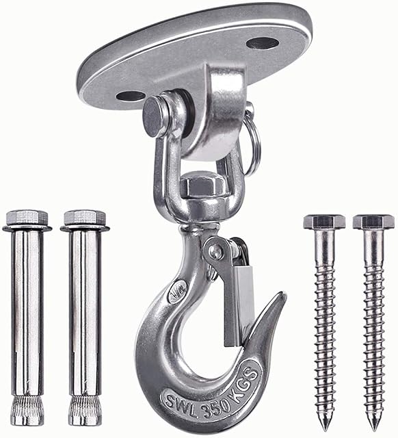 Besthouse Heavy Duty Swing Hooks with SUS304 Stainless Steel Swing Set Accessories, Swing hanger 4 Screw for Concrete Ceiling & Wooden Beams Sets Yoga Hammock Chair Sandbag, 350KG Capacity