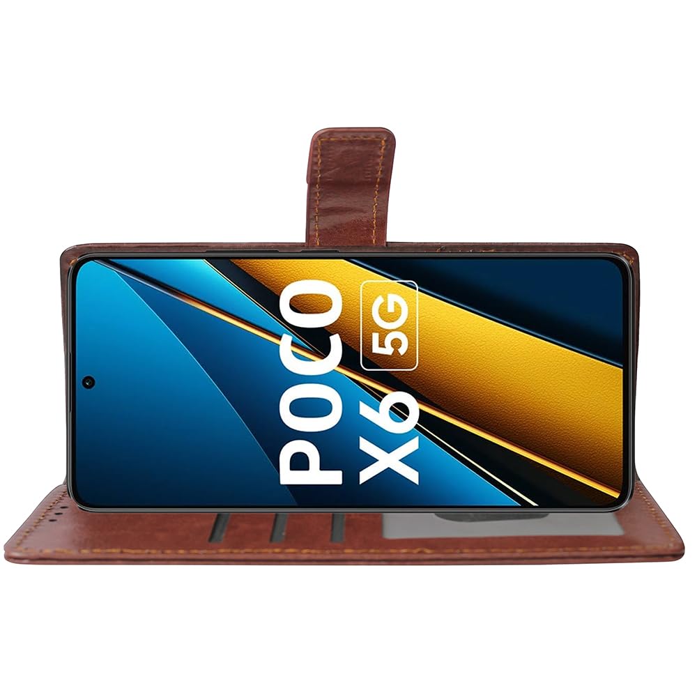 Poco X6 5G Flip Cover - Premium Leather & Stand -5