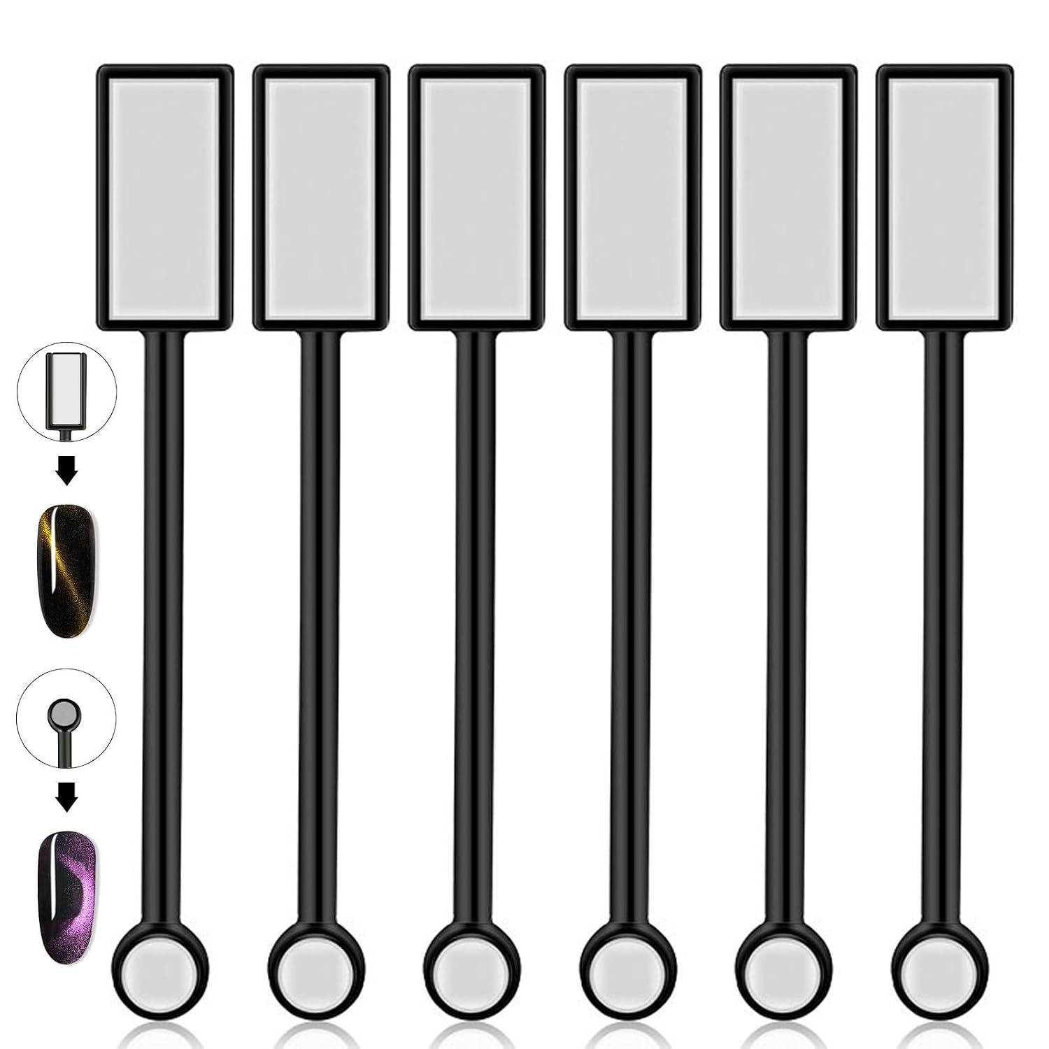 JCAKES 5 Pieces Cat Eye Nail Magnet Cat Eye Magnet for Nails Double-Headed Nail Art Magnet Stick Cat Eye Magnetic Gel Polish Magnets Wood Nails Design Tool for DIY Home, Salon, Studio