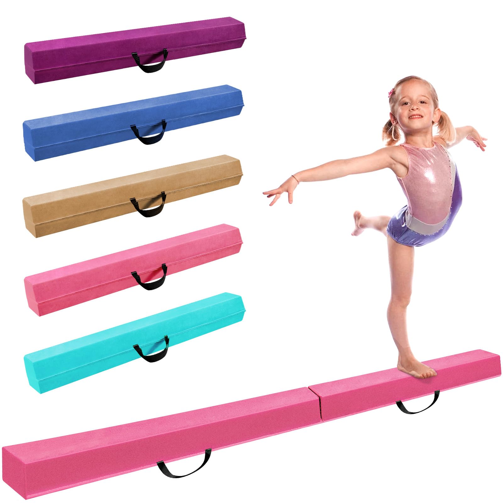 LeapBeast Trave Ginnastica Artistica per Casa 240/270/300 cm in Strati Floccanti, Trave di Equilibrio Pieghevole con Fondo Antiscivolo per Bambini, Principianti e Ginnasti Professionisti