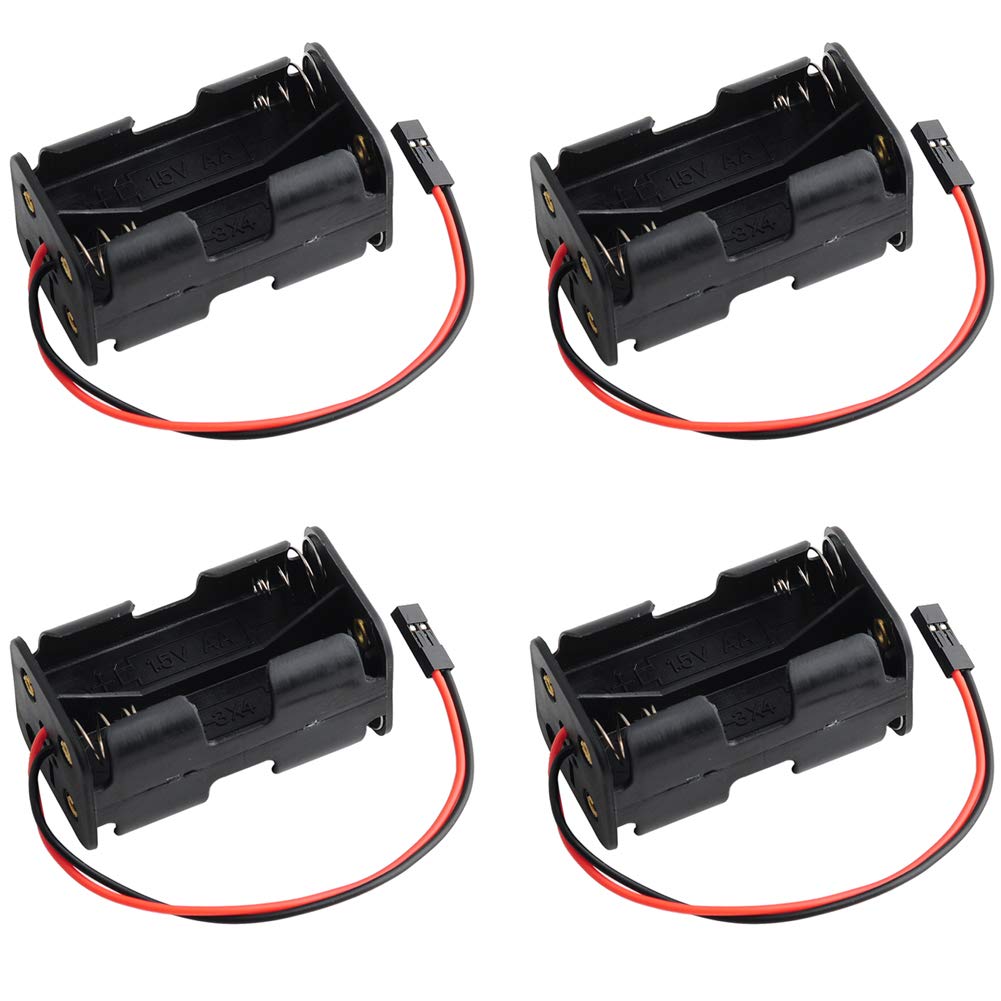 DIYmalls 4 Cell 6V AA Battery Holder Case Cover Storage Box w/ 2P FUT J