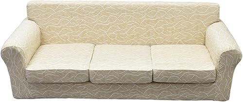 HAOYONG Fundas de sofá de 4 piezas para sofá de 3 cojines, fundas de alta elasticidad para sofás, fundas de cojín lavables, fundas de muebles, funda