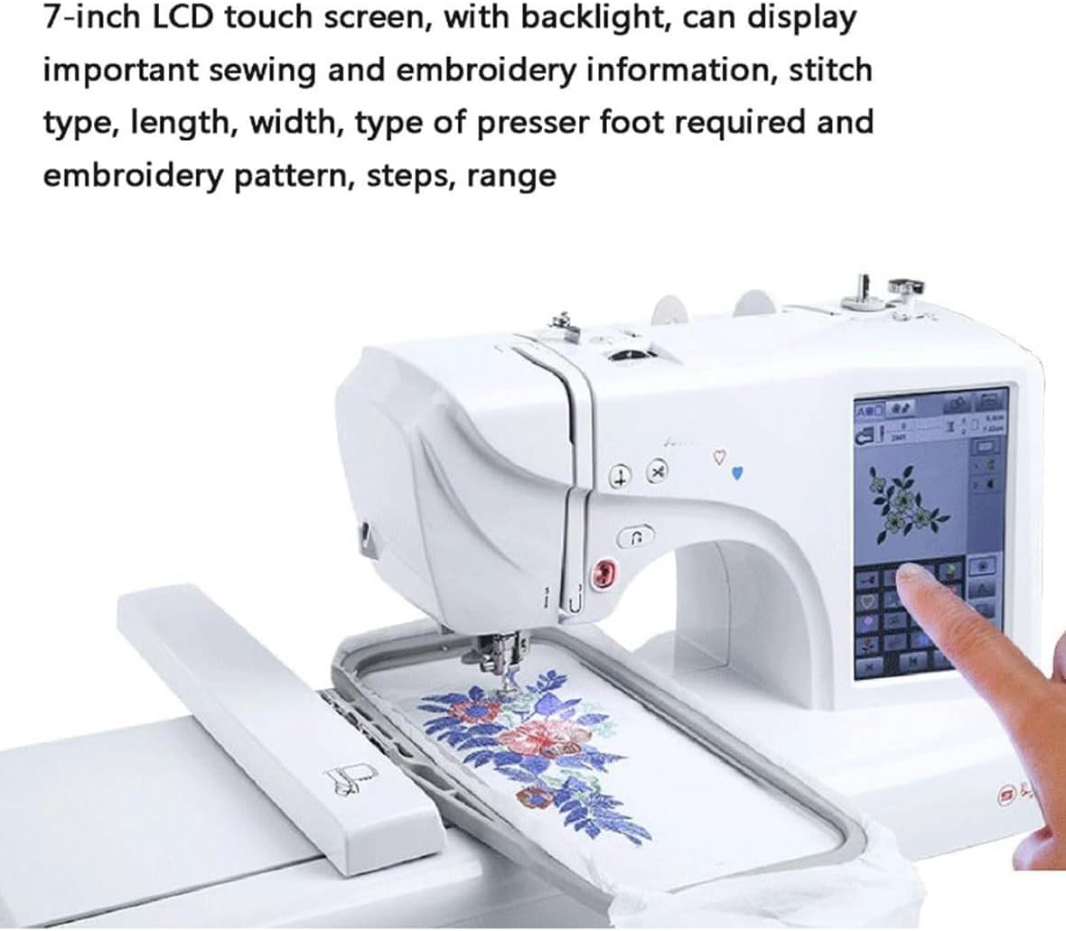 Machine à Coudre Automatique & Machine à Broder Électrique, Tout-en-Un avec 158 Motifs Intégrés, Zone de Broderie 4 x 9,2 Pouces, Écran Tactile LCD, 210 Lettres Intégrées, 30 Bordures à Motifs