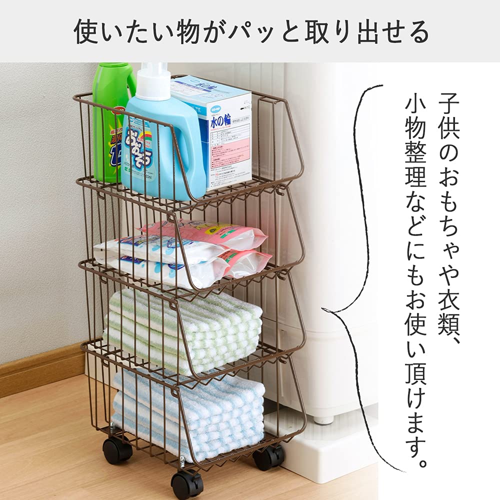 Amazon.co.jp: 下村企販 キッチンスタッキングバスケット4段 / 32024