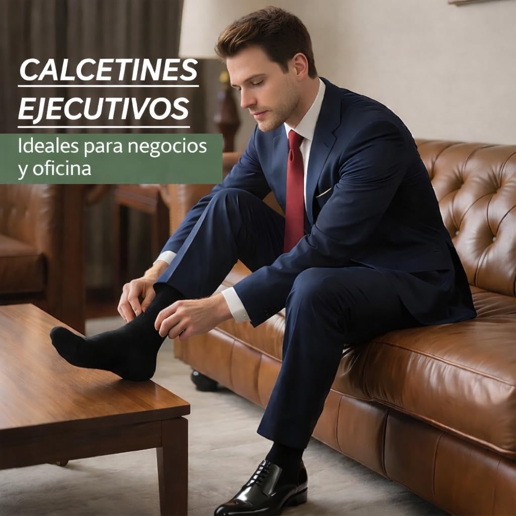 Calcetines de Bambú para Hombre, Pack de 4 Pares, Sin Costura, Transpirables y Suaves, Calcetines Ejecutivos Finos, Antiolor y Antibacterianos, Negro, Talla 40-46