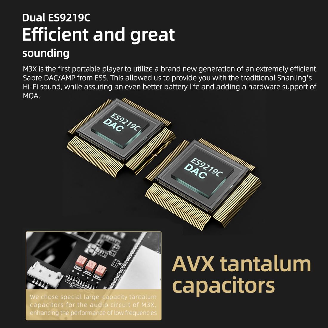 SHANLING M3X 64GB MP3 Player, Dual ES9219C MQA DAC/Amp, 4.2