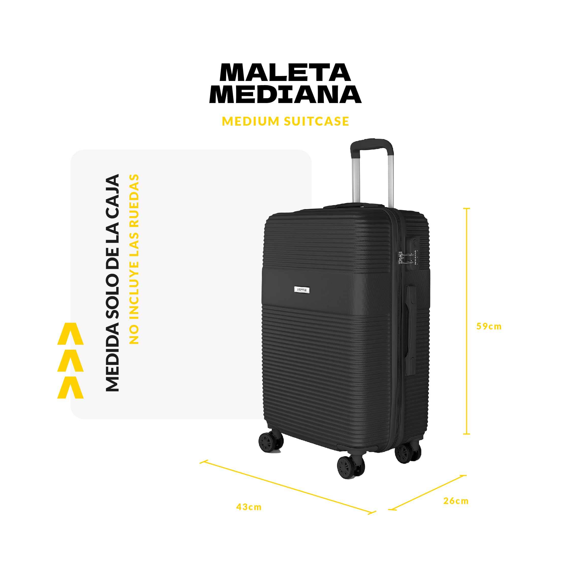 VOYAN Valigia da cabina 55 x 40 x 20 Bio, trolley rigido ABS leggero, con ruote doppie a 360°, guscio rigido leggero e serratura di sicurezza, bagaglio a mano per viaggi in aereo, blu, Mediano