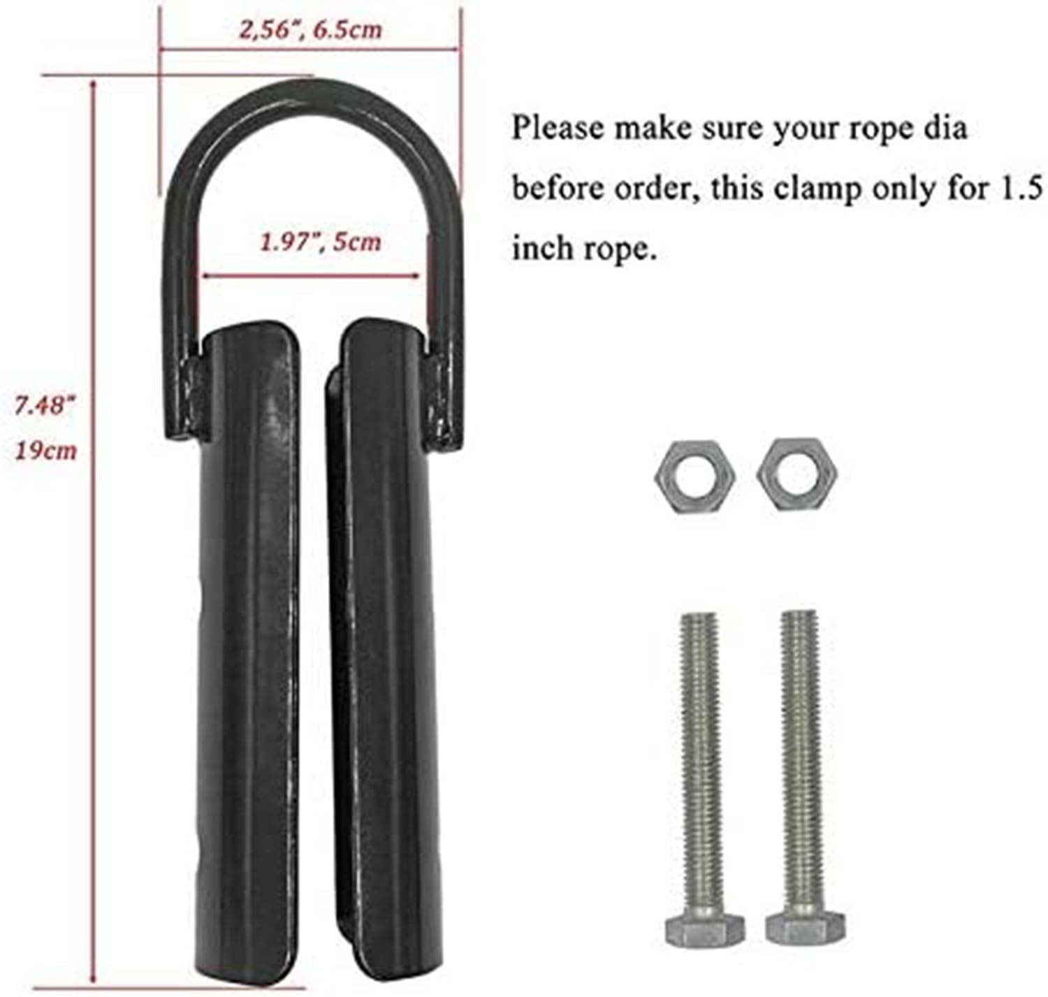 REHOOF Kletterseilklemme Metall Schwerlast Seilhalter zur Befestigung von Kletterseilen, Balkenklemme für Fitnessstudio Workout Rig, Seil Fixierung Zubehör für Krafttraining Sport 1.5 inches,2 pcs