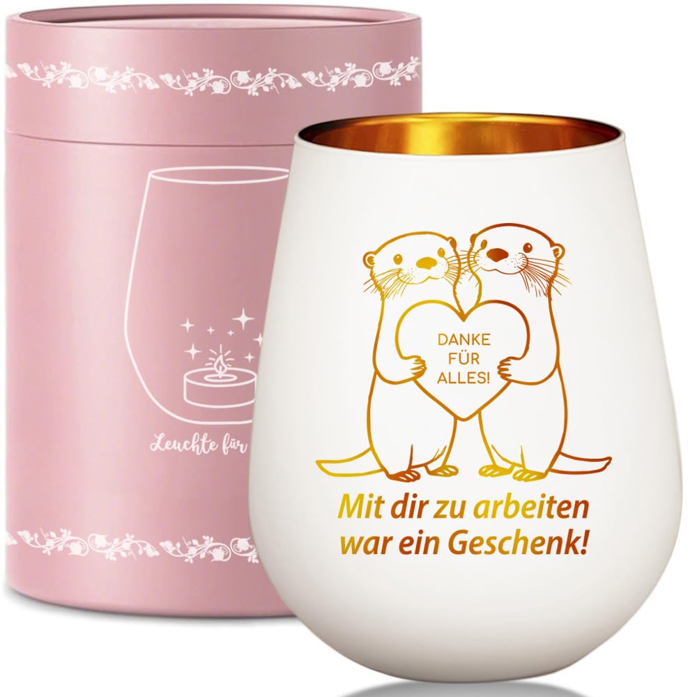 Windlicht Glas für Kollegin Work Bestie, Teelichthalter mit Gravur Spruch Beste Kollegin Geburtstagsgeschenk, Danke Abschiedsgeschenk für Abschied Lieblingskollegin Jobwechsel