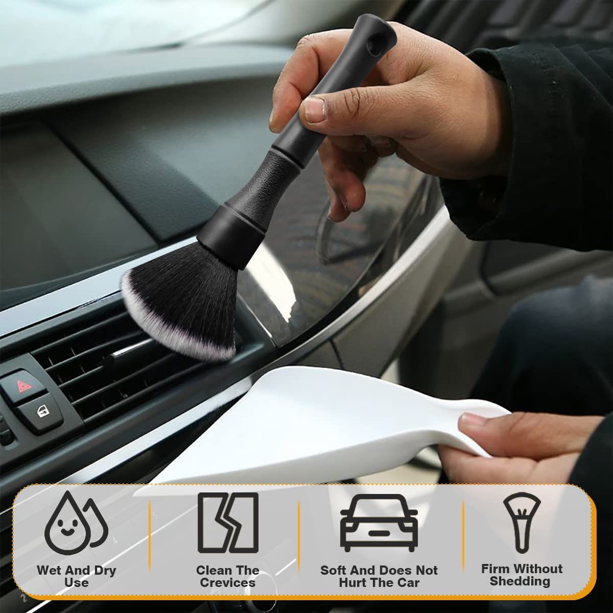 1/2 Pièces Brosse De Détail De Voiture, Accessoires De Lavage