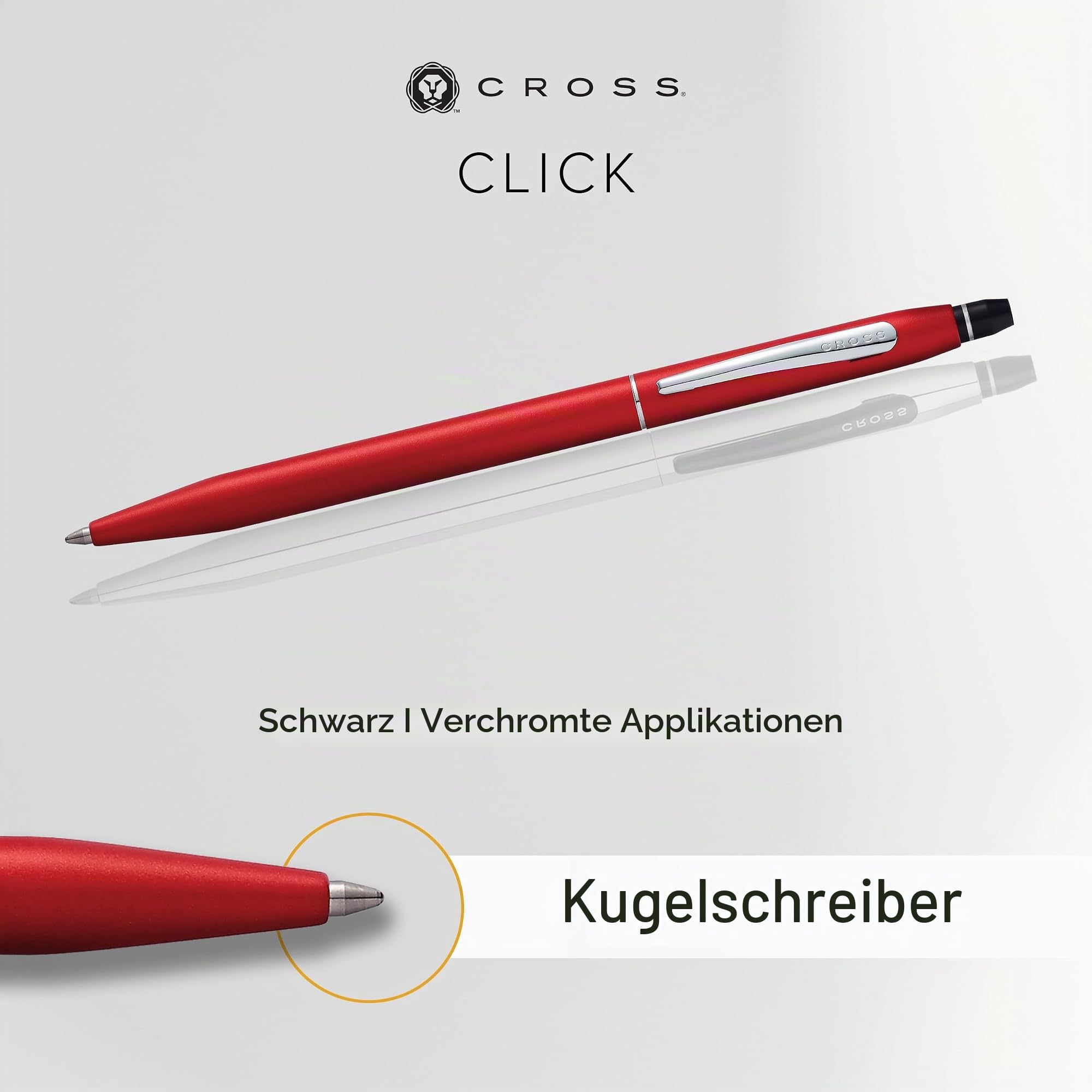 Cross Click Kugelschreiber (Druckmechanik, Schreibfarbe: schwarz) rot-metallic