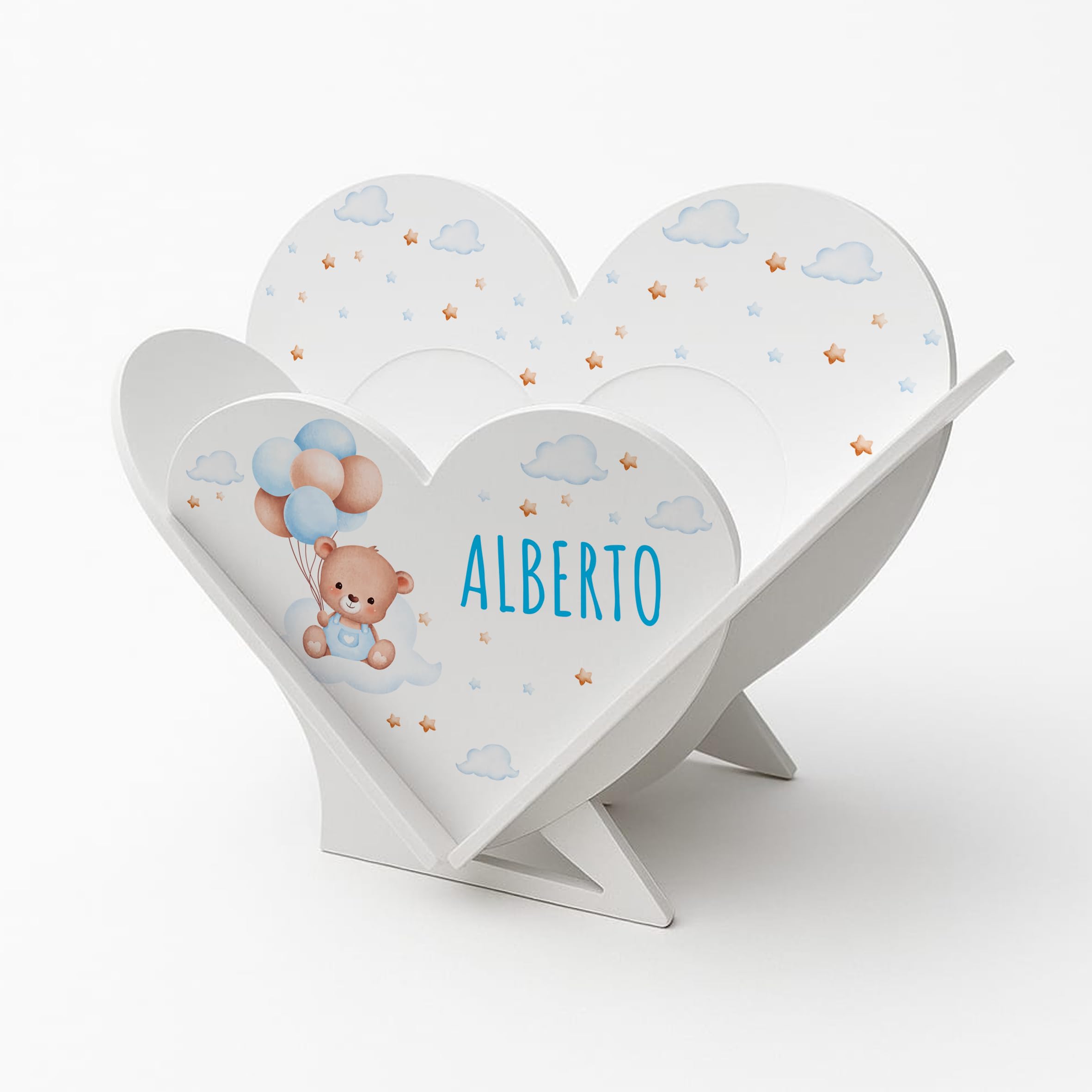 PV Grafik® Centro Tavola Battesimo Personalizzato, Cesto Confettata Nascita, Porta Confetti Monoporzione, Porta Caramelle e Espositore Sacchettini Bomboniera (14B)