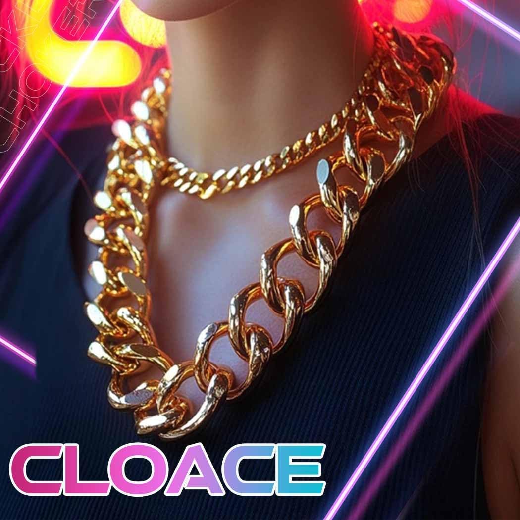 CLOACE Gold Belt Buckle Choker Necklace Punk Cuban Chunky Choker Necklaces Vintage Thick Chain Short Necklace for Women