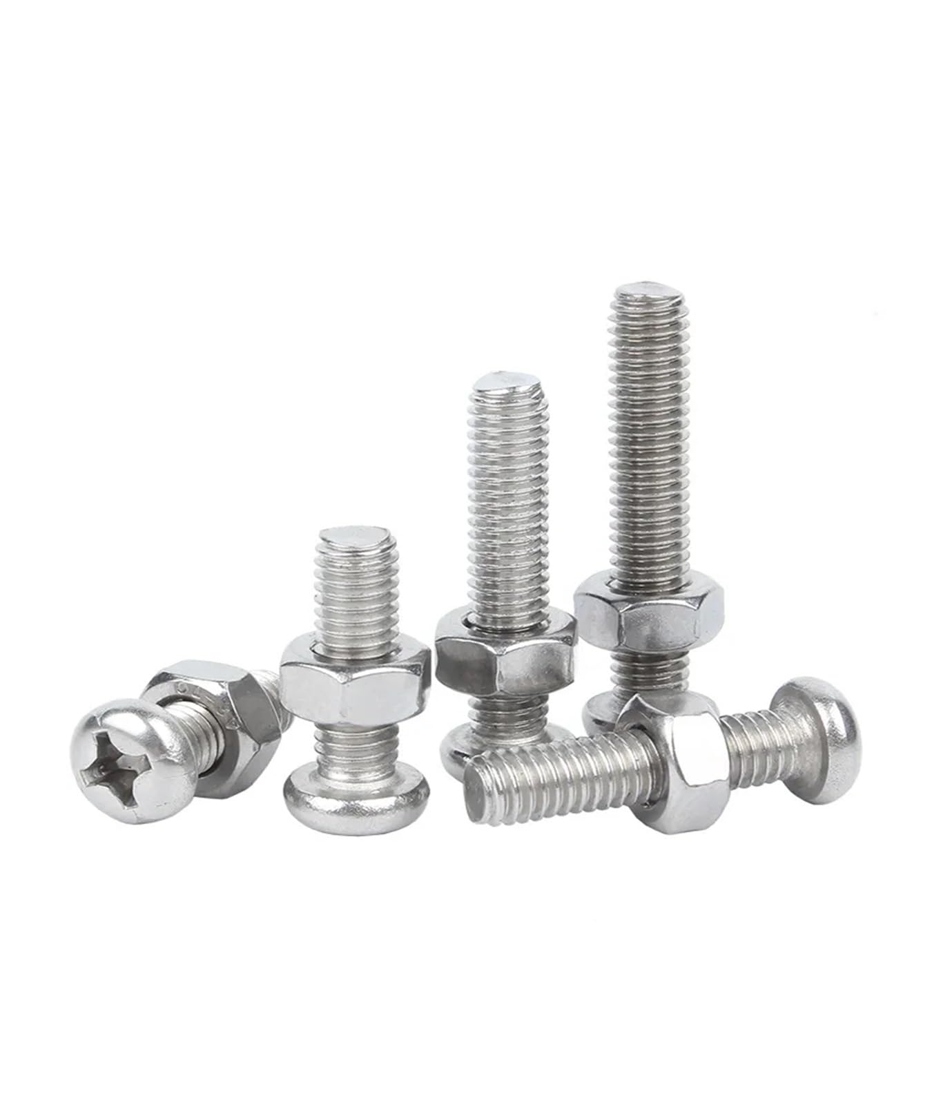Juego de 5 tornillos de acero inoxidable Micro M3, M4, M5, M6, M7, M8 304, juego de tuercas hexagonales de cabeza redonda cruzada (M7, 100 mm)