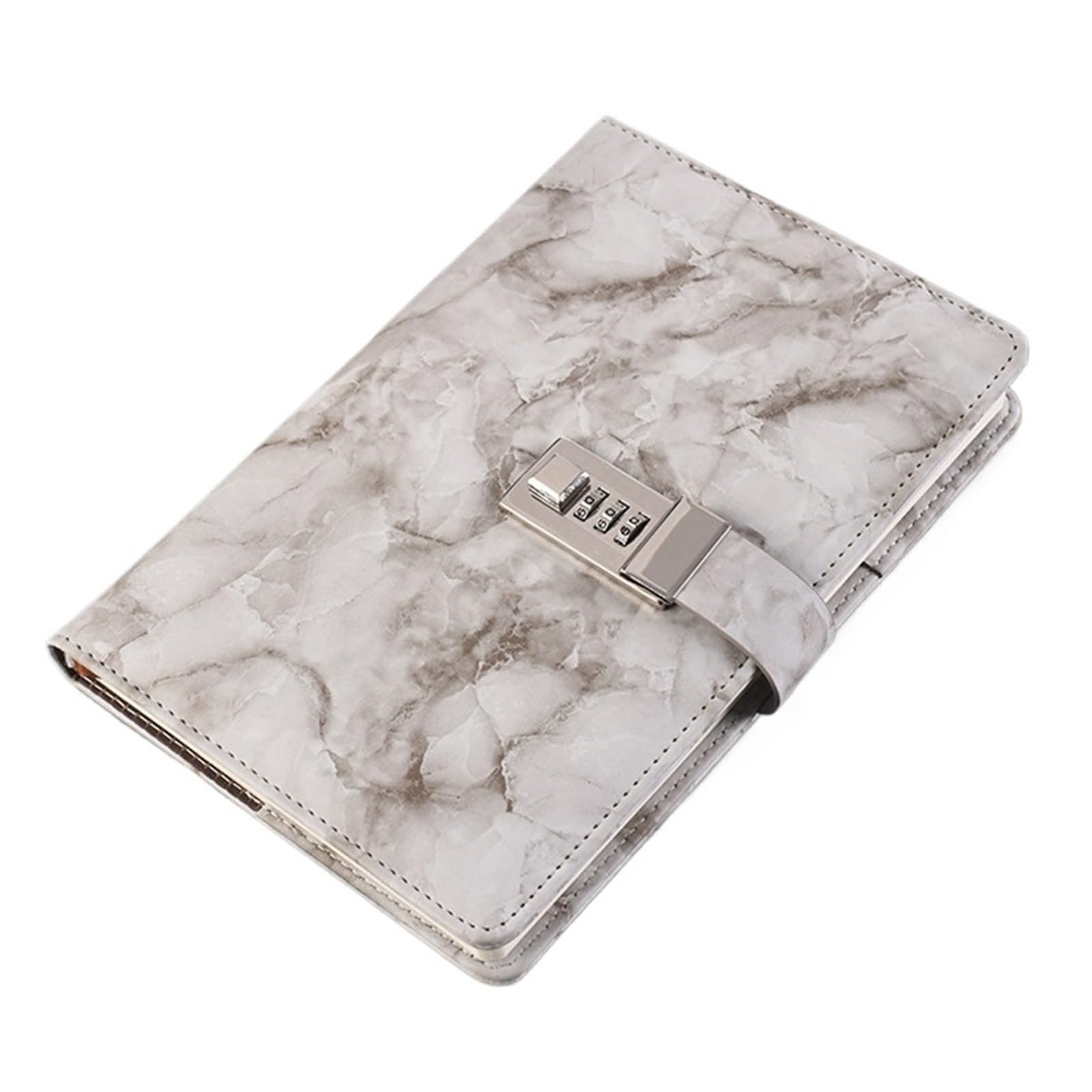 Libreta de contraseñas con textura, diario personal, código bloqueo, bloc notas grueso cuero sintético, material escolar for oficina Diario Vintage(Grey)