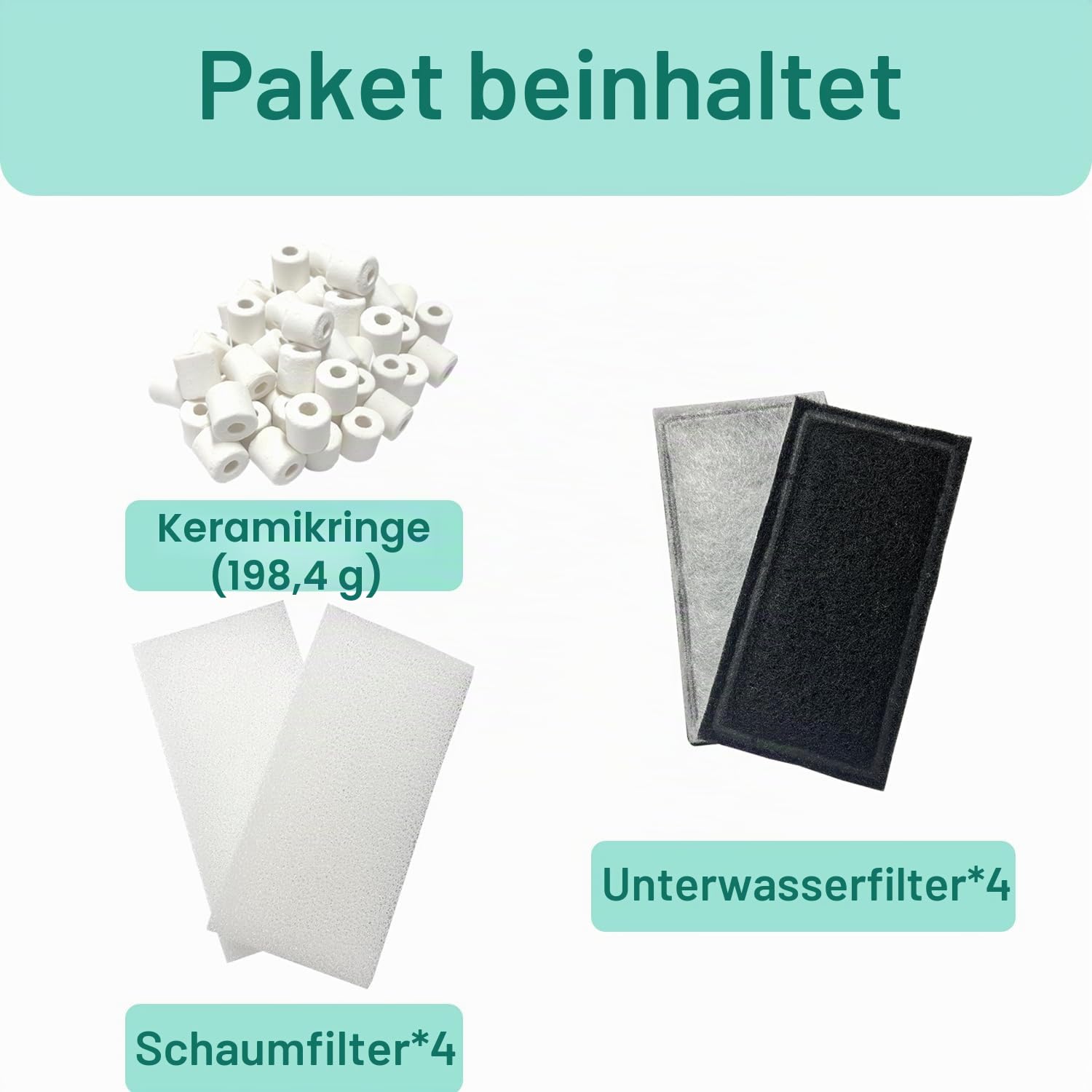 Filtermedien-Wartungsset, kompatibel mit Fluval U2 Unterwasserfilter