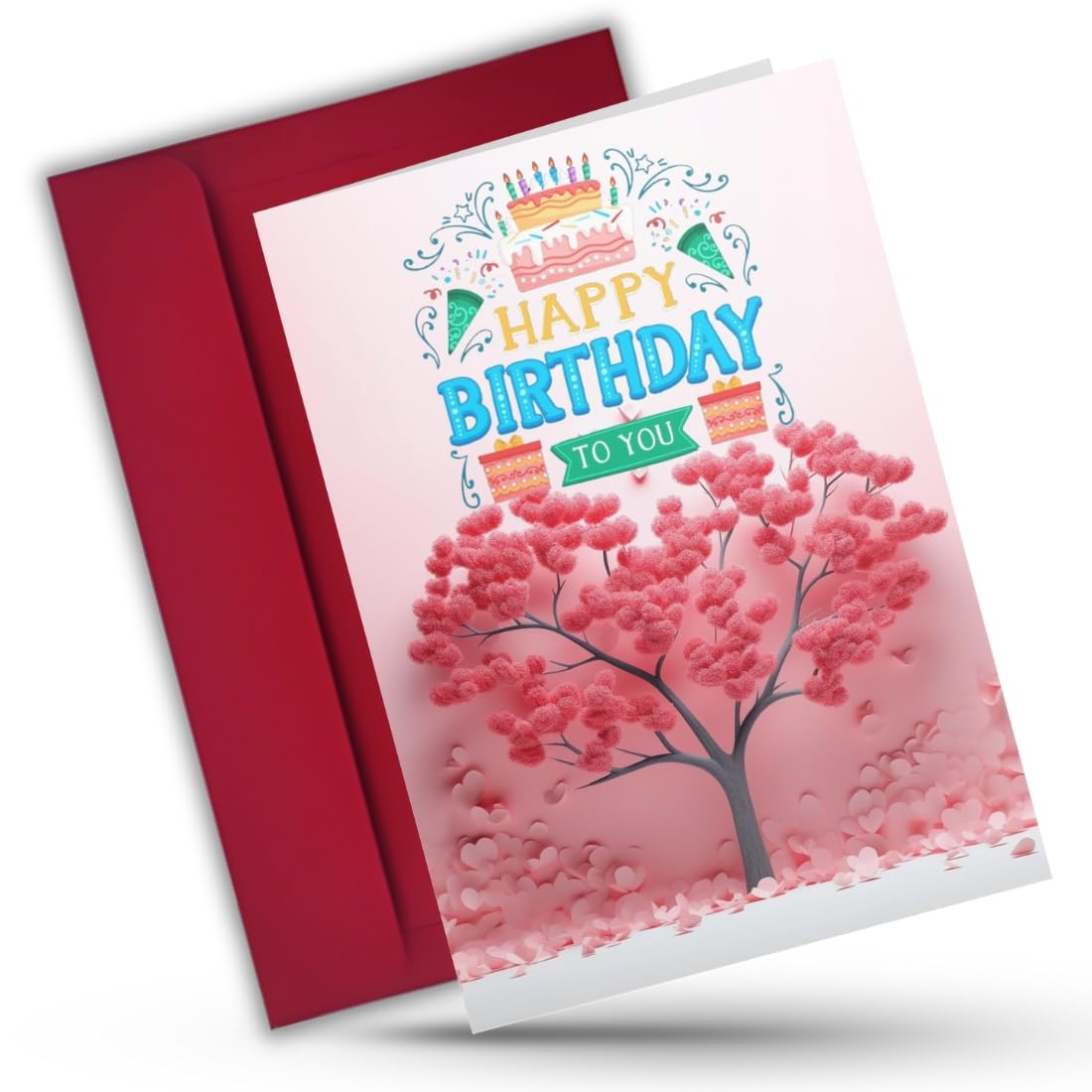 Birthday Printed Greeting Card 8.3x11.7 inches with Envelope for Loved Ones Happy Birthday Card for Family Friends