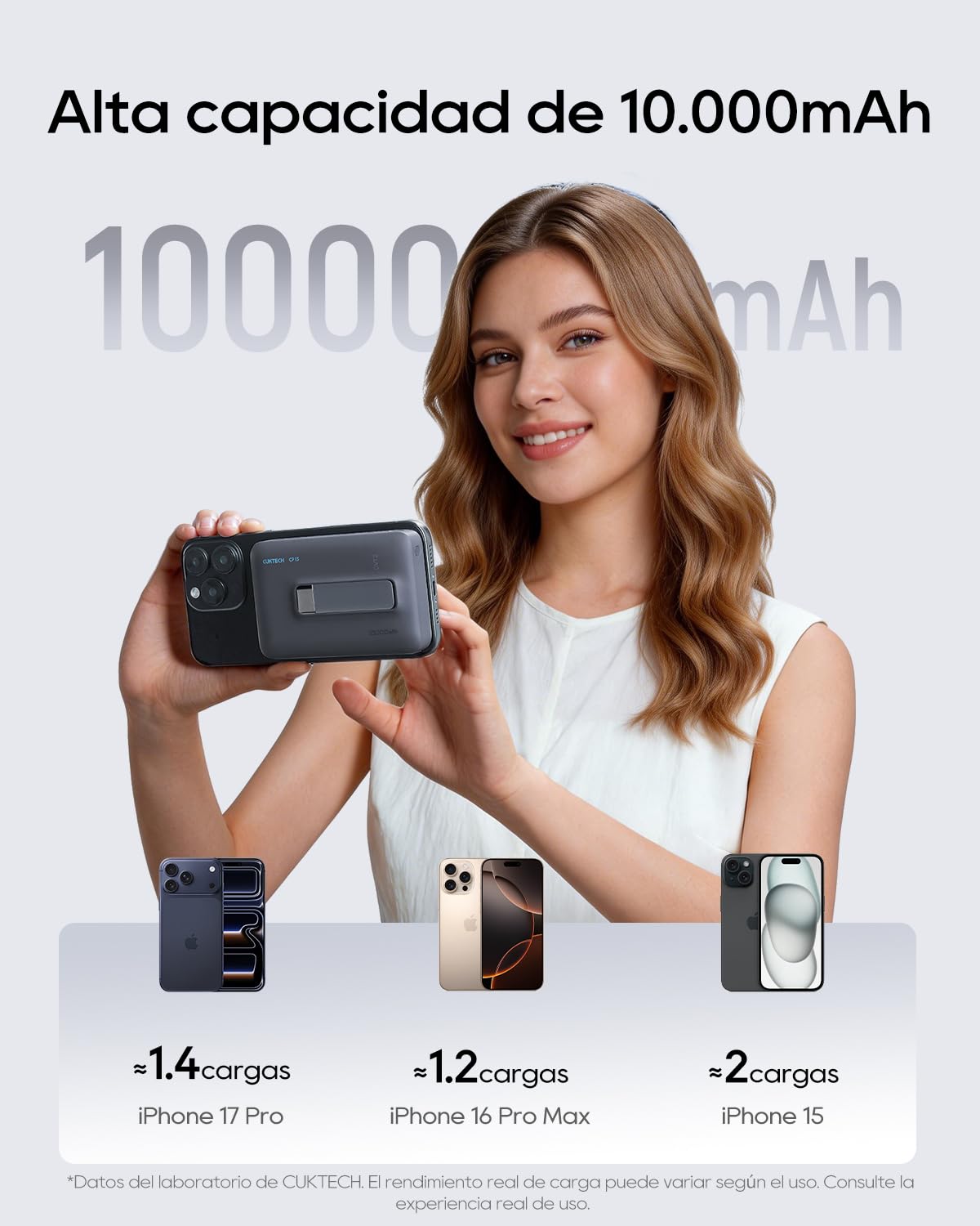 CUKTECH Power Bank Inalámbrico 10000mAh Batería Externa Magnético con Carga Rápida USB C 30W, Cargador Portátil Compatible con iPhone 17 Pro MAX Air 16 15 14 13 12 Mini Plus Pro MAX