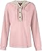 Hoodies for Women V Neck Button Waffle Knit Hooded Sweatshirts Lightweight Drawstring Casual Long Sleeve Pullover (Light Pink,Medium)