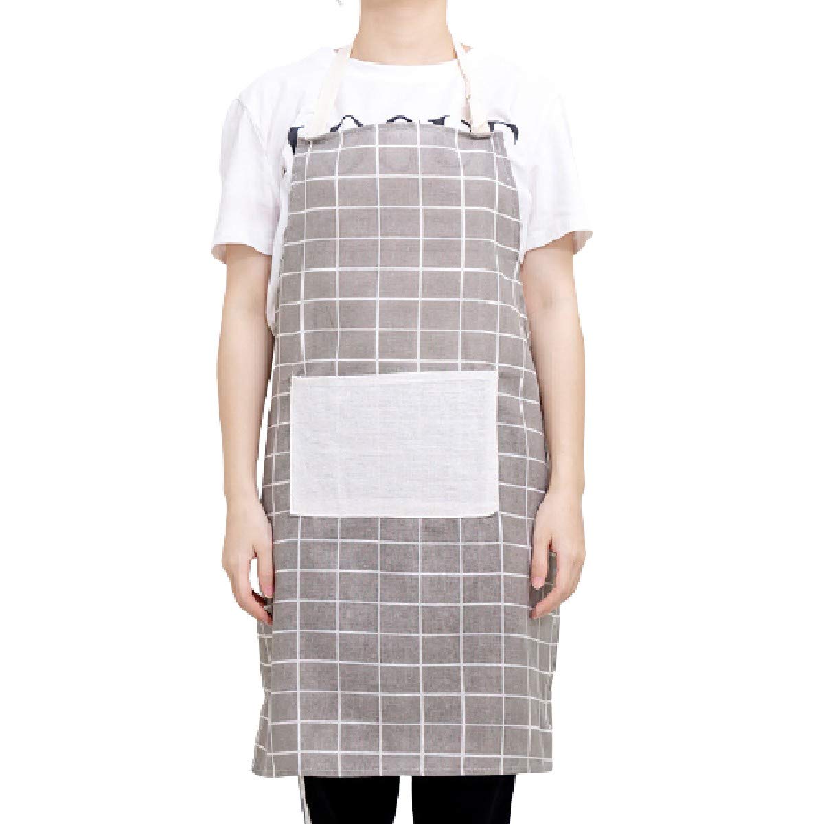 OLWICK® 1 Pcs Cotton Linen Adjustable Cooking Apron with 1 Pockets, Kitchen Apron for Men Women (Grey)