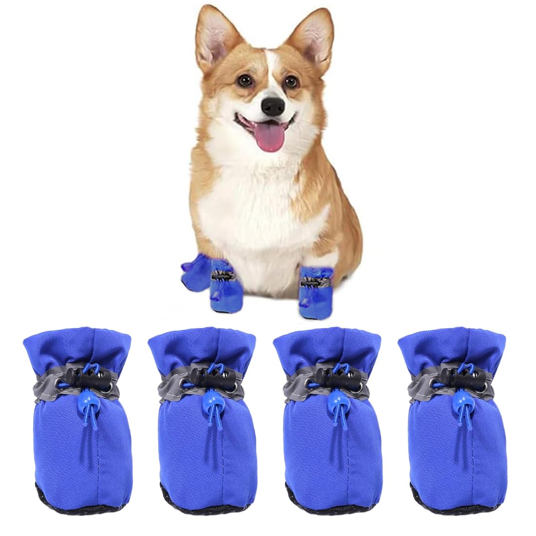 Lot de 4 bottes pour Cana Paw Protector, chaussettes antidérapantes pour chiens, chaussures pour chien avec sangles réfléchissantes, chaussures pour réglables, chaussures pour protecteurs de